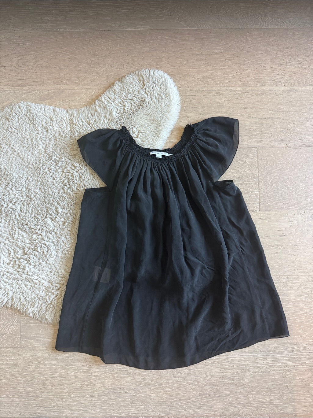 See By Chloe Black Flutter Sleeve Tank Top